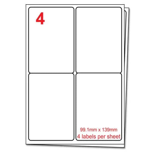 Box of A4 label sheets. 100 sheets per box, 4 labels per sheet – Book ...